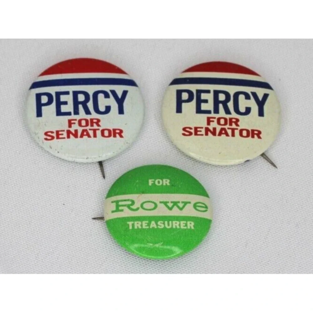 VTG Illinois Political Campaign Pins 1966 Percy (R) Rowe (R) Lot of 3